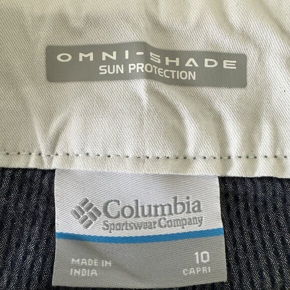 Columbia Capri Pants Size 10 Omni Shade Blue Upf 50 - Picture 10 of 14
